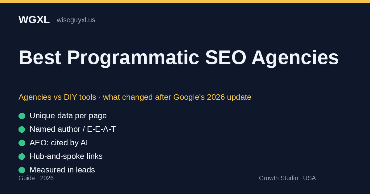 Best programmatic SEO agencies 2026 — WGXL comparison of agencies vs DIY tools and the criteria that matter
